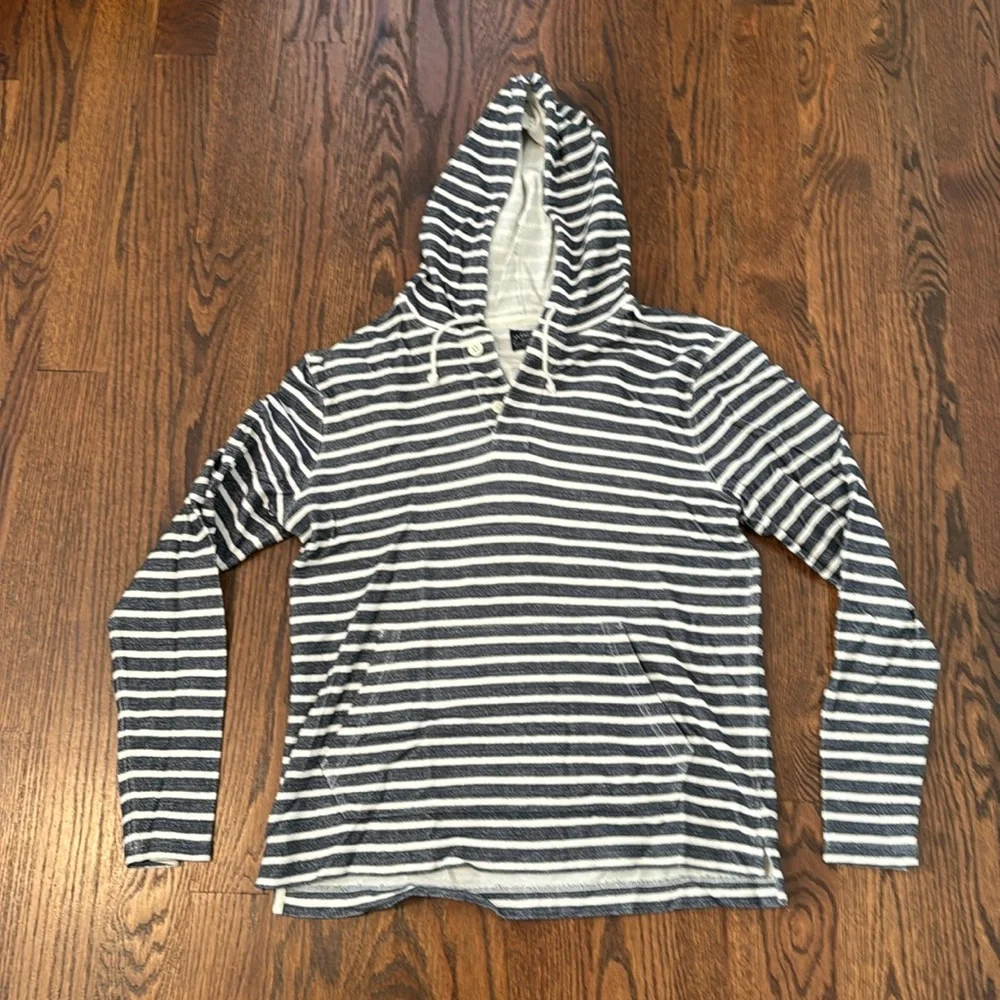 J. Crew Navy and White Striped Hooded Sweater